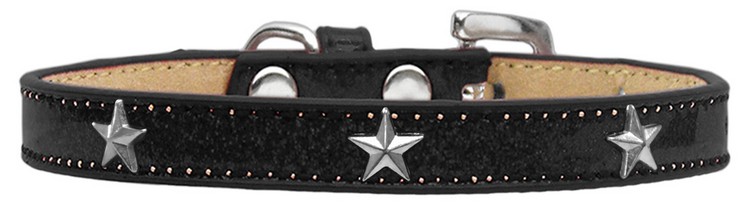 Silver Star Widget Dog Collar Black Ice Cream Size 14